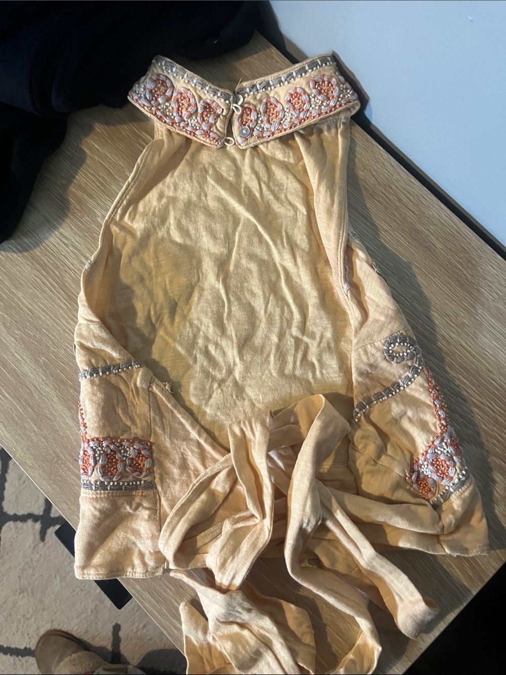 Free People Cream Embroidered Crop Top with Yellow & Coral Accents - Picture 2 of 2